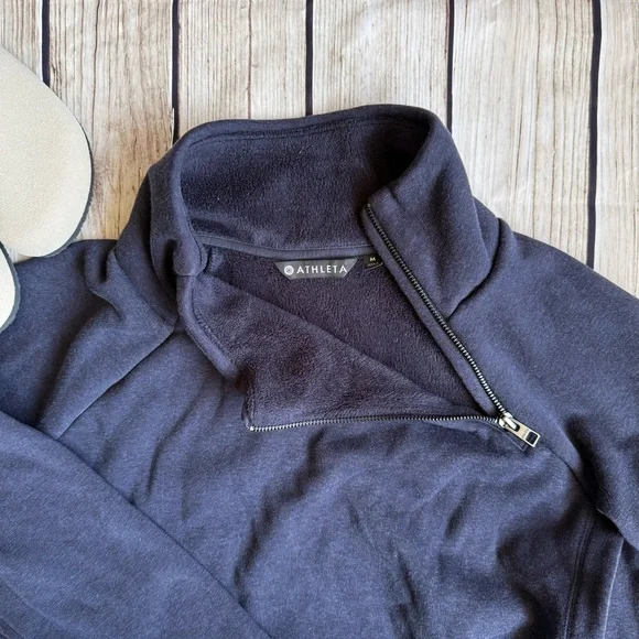 Women’s Navy Sweater with side Zipper Detail - Picture 3 of 4